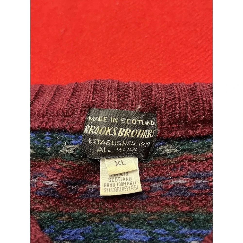 1970's Brooks Brothers Isle Knit Vintage Pullover Sweater Size XL Scotland Rare
